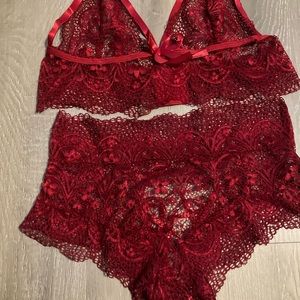 Sexy two piece lace lingerie, size S, Red